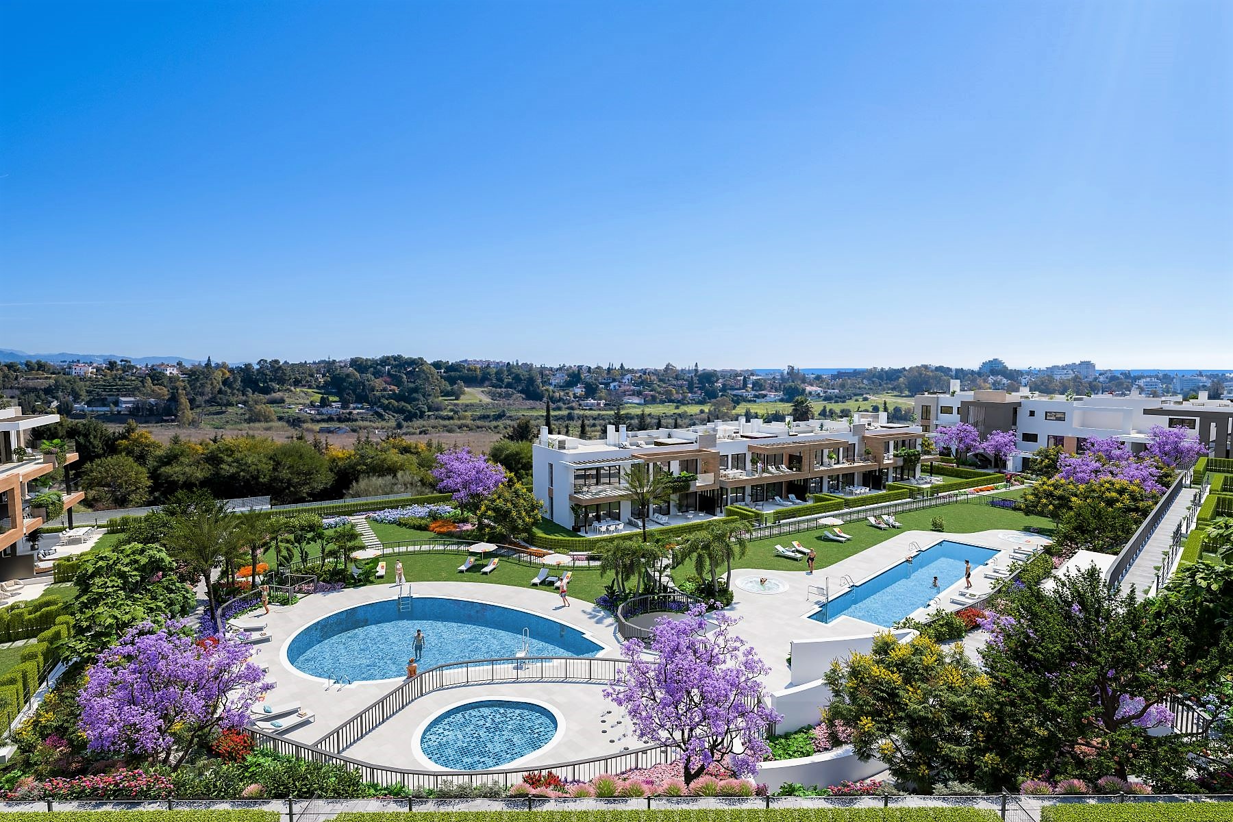 Piso bajo de 2 dormitorios con un impresionante jardín en la prestigiosa Urbanización “Atalaya Emotion”.