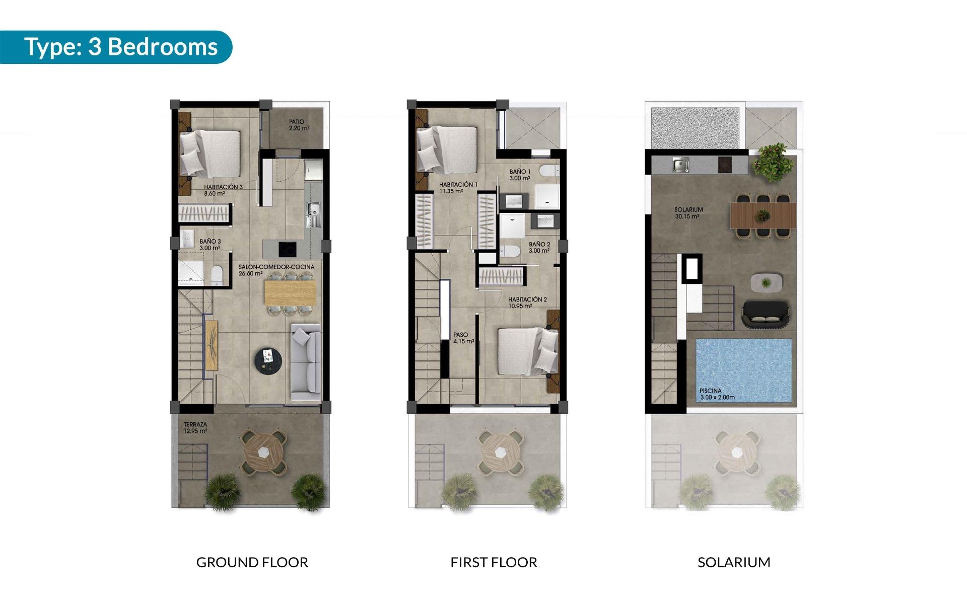 Adosados modernos en Dolores con piscina comunitaria, Exclusivos adosados modernos en Dolores, Alicante. Disfruta de vida mediterránea, solárium con vistas, piscina comunitaria y cercanía a playas. ¡Tu sueño en Cos