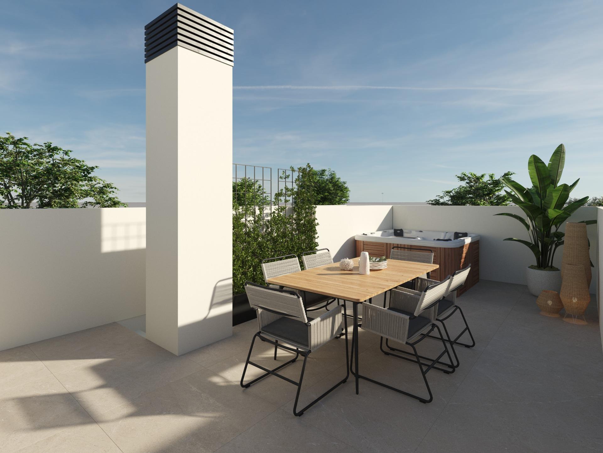 Adosados modernos en Dolores con piscina comunitaria, Exclusivos adosados modernos en Dolores, Alicante. Disfruta de vida mediterránea, solárium con vistas, piscina comunitaria y cercanía a playas. ¡Tu sueño en Cos