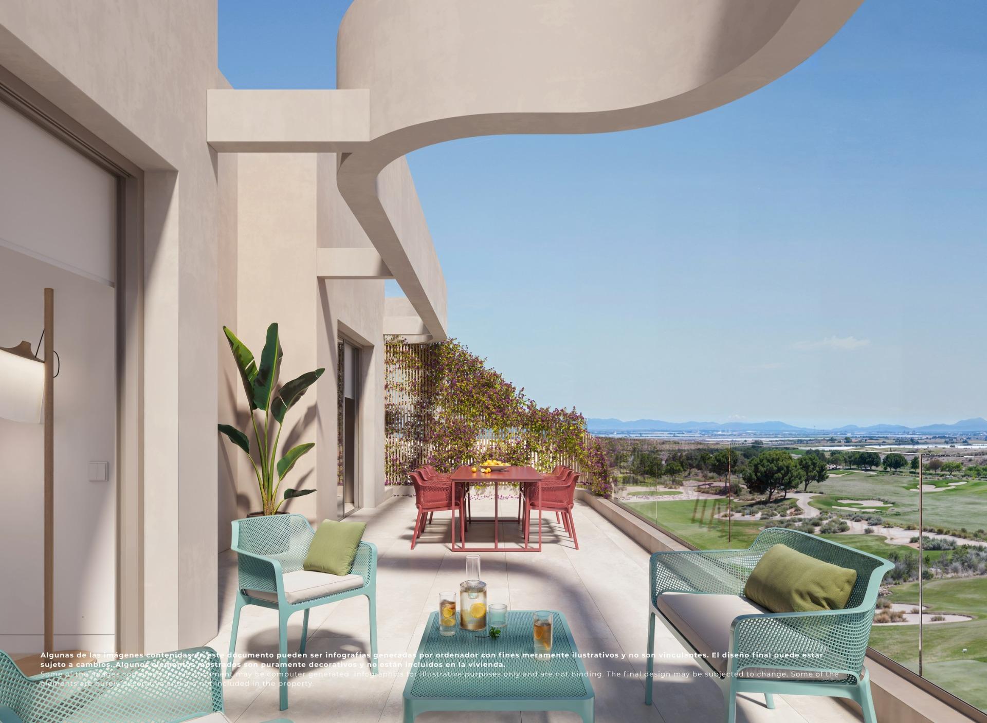 Apartamentos de lujo en primera línea de golf en El Valle Golf Resort, Murcia, Exclusivo ático de lujo 2 hab/2 baños en El Valle Golf Resort, Murcia. Primera línea de golf, solárium privado y vistas panorámicas. ¡Vive el sueño mediterráneo