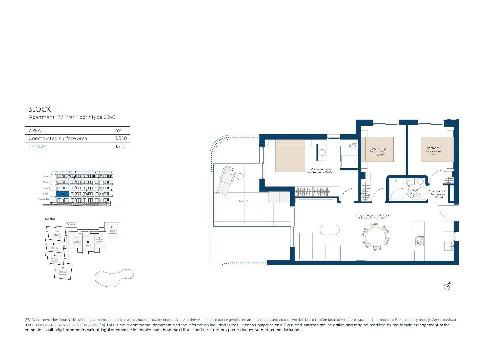 Apartamentos de lujo en primera línea de golf en El Valle Golf Resort, Murcia, Apartamento de lujo en El Valle Golf Resort, Murcia. Nueva construcción en primera línea de golf con 3 hab, 2 baños. Vistas panorámicas, cerca de playas y aerop