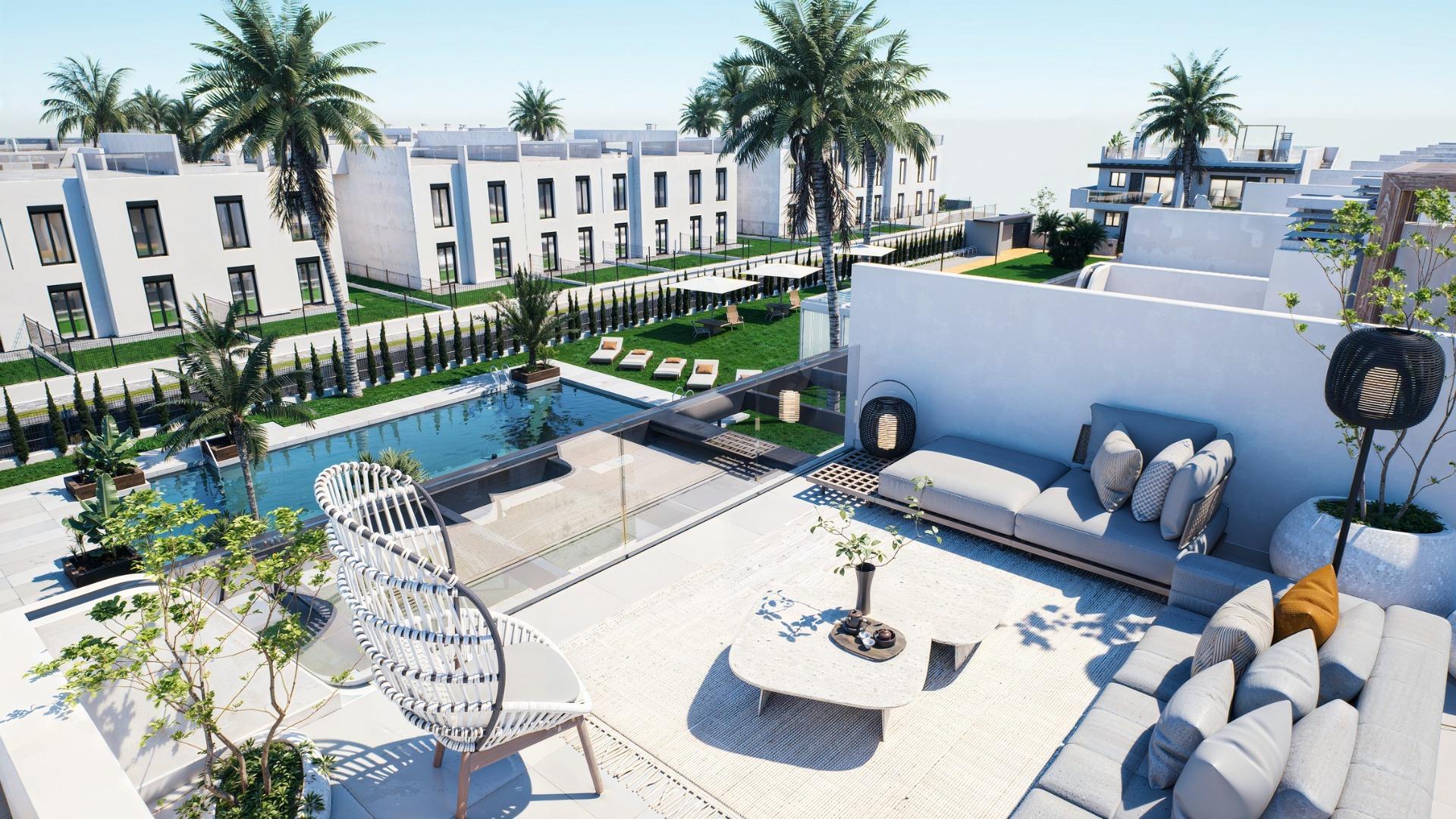 Tu Hogar de Ensueño en Pilar de la Horadada, Bungalows obra nueva en Pilar de la Horadada, Costa Blanca Sur. 3 hab, 2 baños. Jardines/solárium. Vive el Mediterráneo. ¡Invierte hoy!