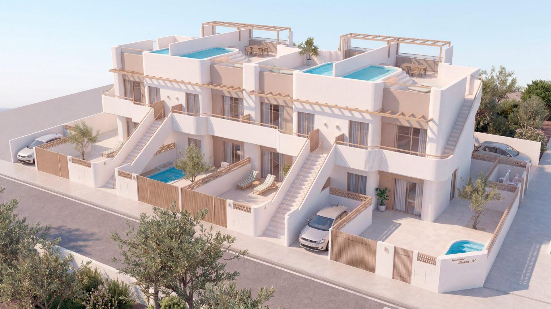 Paraíso Mediterráneo: Bungalows de Lujo en Pilar de la Horadada, Bungalows obra nueva en Pilar de la Horadada. 8 exclusivos, piscina privada, cerca playas y servicios. Estilo mediterráneo, alta valorización.