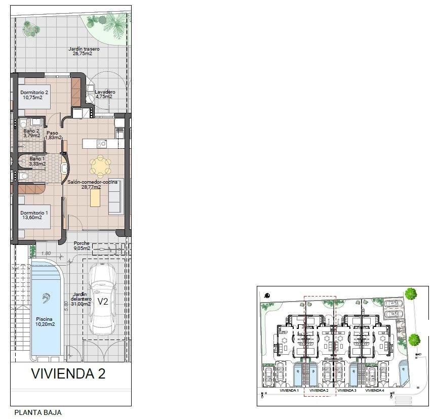 Paraíso Mediterráneo: Bungalows de Lujo en Pilar de la Horadada, Bungalows obra nueva en Pilar de la Horadada. 8 exclusivos, piscina privada, cerca playas y servicios. Estilo mediterráneo, alta valorización.