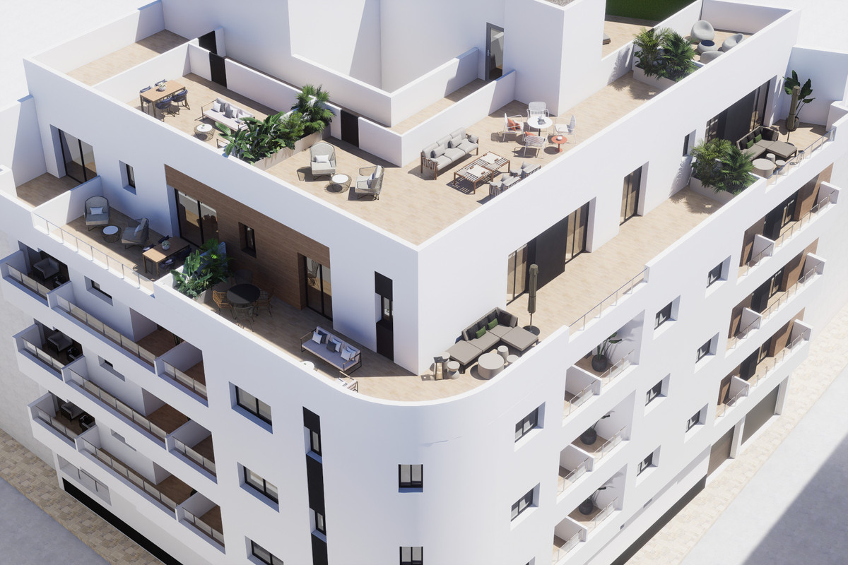 Torrevieja Centro: Tu Obra Nueva a 800m del Mar, Vive el Mediterráneo en Torrevieja. Obra nueva a 800m de Playa del Cura. Apartamentos modernos desde 179.000€ con terraza, solárium y servicios. ¡Tu hogar o inv