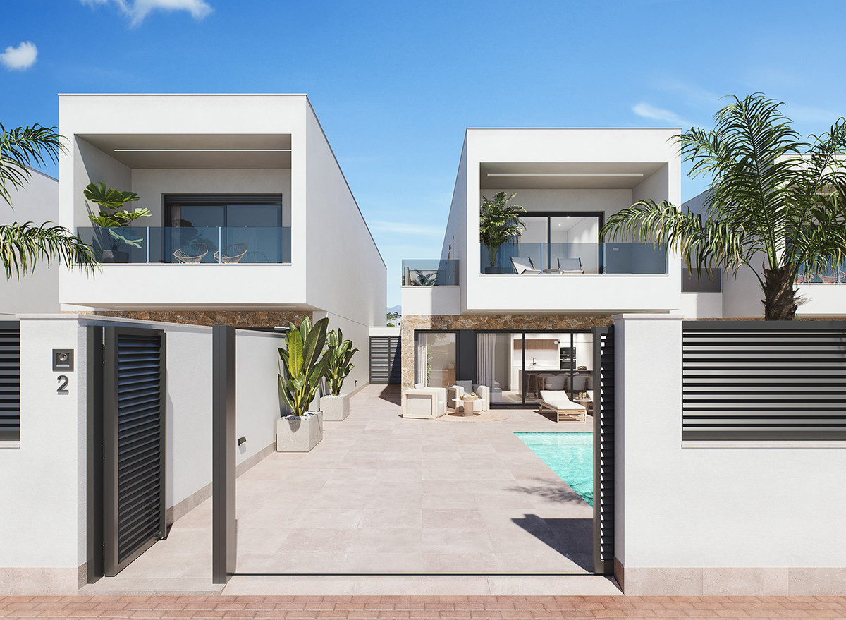 Villa de Lujo: Vive entre Dos Mares en San Pedro, Villa de lujo en San Pedro del Pinatar, Murcia. Diseño minimalista, 4 hab/4 baños, piscina y jardín. Vive entre dos mares, a 5 min del mar. Tu oasis costero.