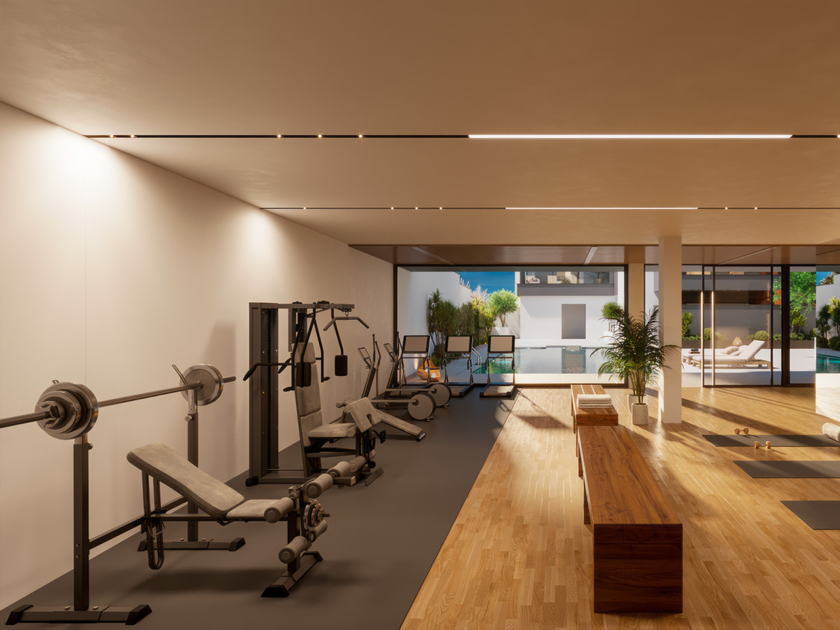 propiedad, Apartamentos de lujo en Los Pacos, Fuengirola. Diseño vanguardista, 3 dorm, a 900m del mar. Piscina, gimnasio. ¡Vive el Mediterráneo!