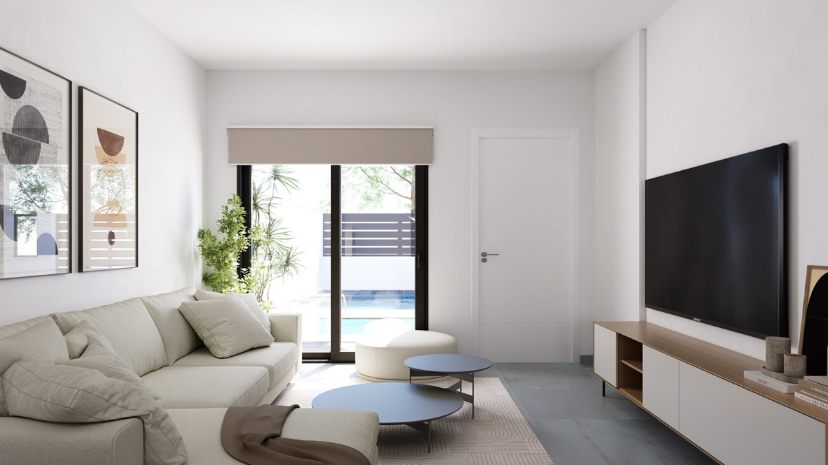 Villa de lujo en Murcia: ¡Su oasis le espera!, Villas adosadas en Roldán, Murcia. 2 hab, 2 baños, piscina privada, solárium. ¡Listo para vivir! Cerca de playas y golf.