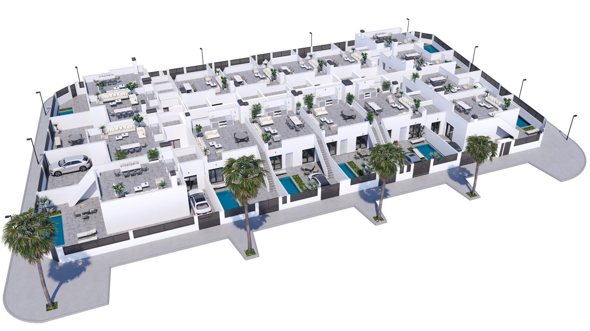 Villa de lujo en Murcia: ¡Su oasis le espera!, Villas adosadas en Roldán, Murcia. 2 hab, 2 baños, piscina privada, solárium. ¡Listo para vivir! Cerca de playas y golf.