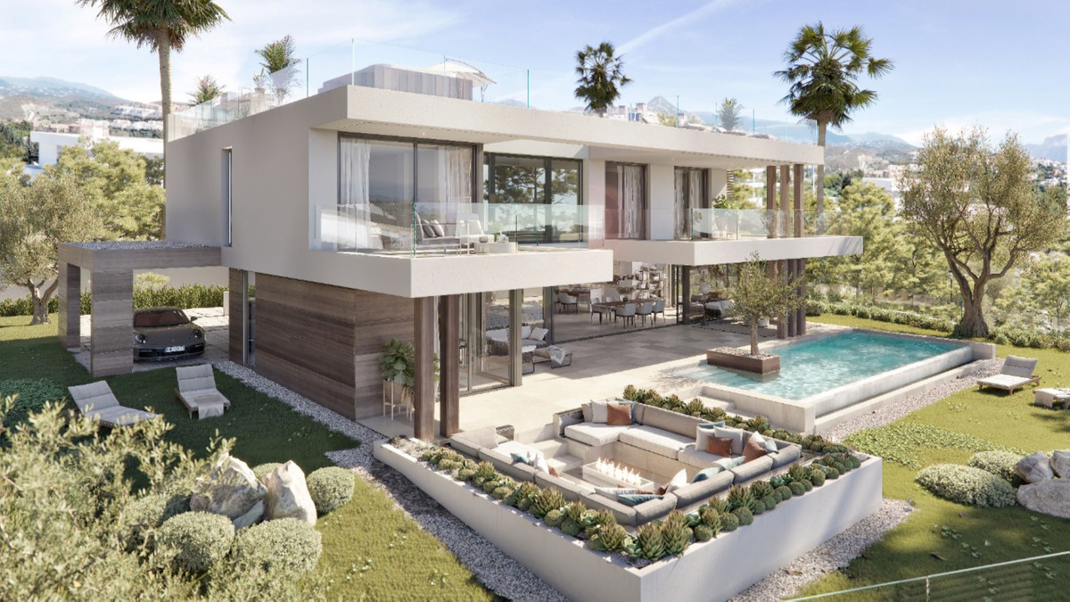 Villa de lujo en la Nueva Milla de Oro, Lujosa villa en New Golden Mile, Estepona/Marbella. 4 hab, 4 baños, 485m². Vistas al mar, golf. Exclusividad y conveniencia. 2.695.000€.