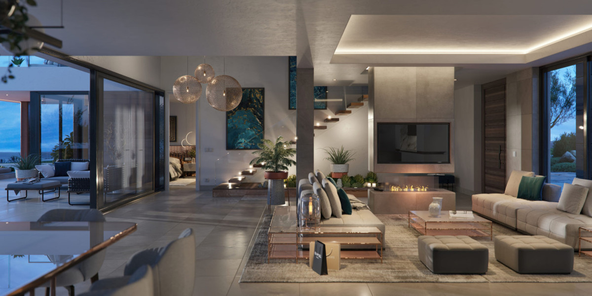 Villa de lujo en la Nueva Milla de Oro, Lujosa villa en New Golden Mile, Estepona/Marbella. 4 hab, 4 baños, 485m². Vistas al mar, golf. Exclusividad y conveniencia. 2.695.000€.