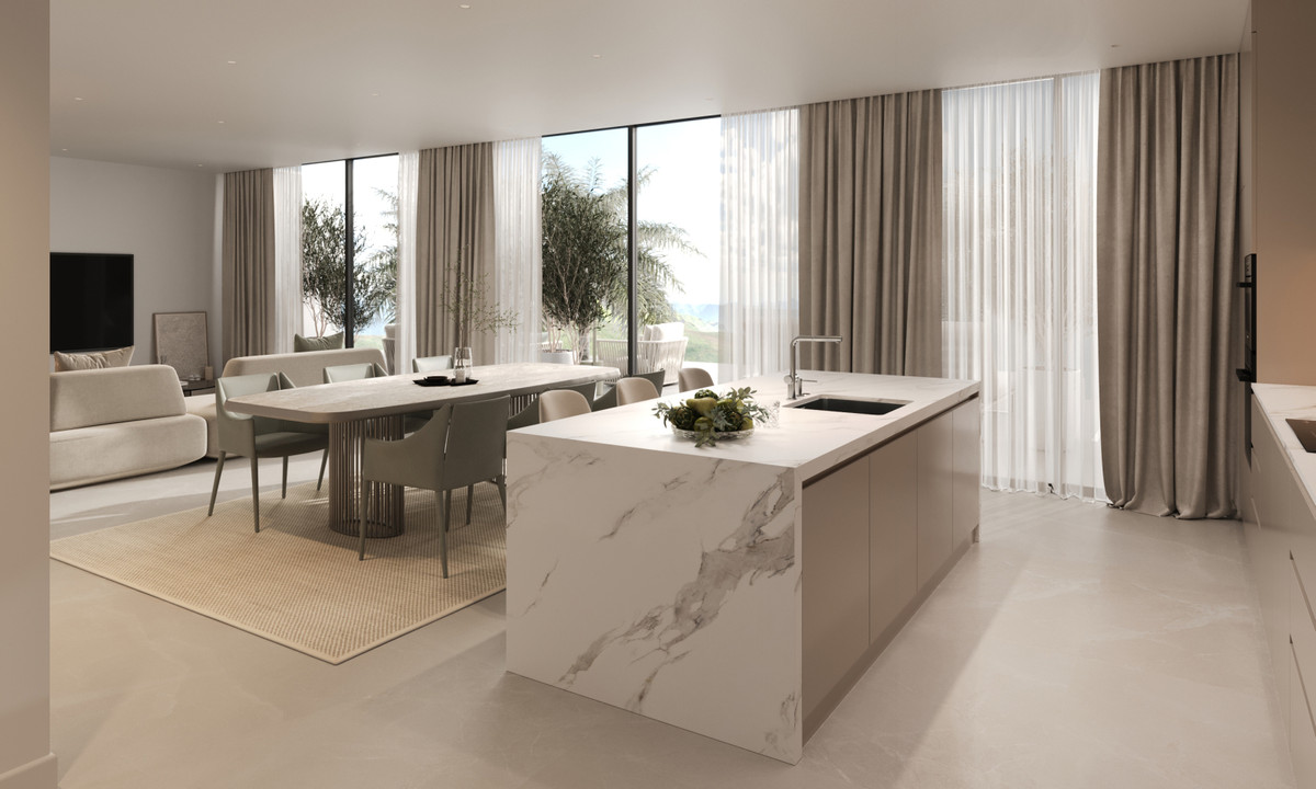 Lujo mediterráneo: vistas al mar y al campo de golf en Estepona, Apartamentos de ensueño en Estepona. Vistas al mar, golf y montaña. Zonas comunes, piscina. Cerca de servicios y centro histórico. ¡Oportunidad única!