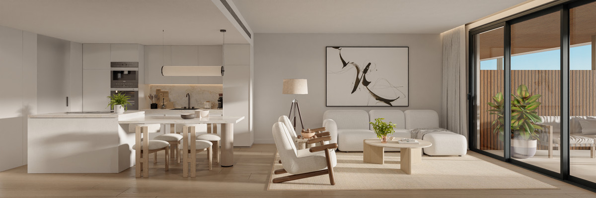 Lujo y vistas al mar en Higuerón, Fuengirola, Lujosos apartamentos 2-3 dorm. en Higuerón, Fuengirola. Vistas al mar, cerca playa y Renfe. Piscinas infinitas, spa, coworking. ¡Oportunidad única!
