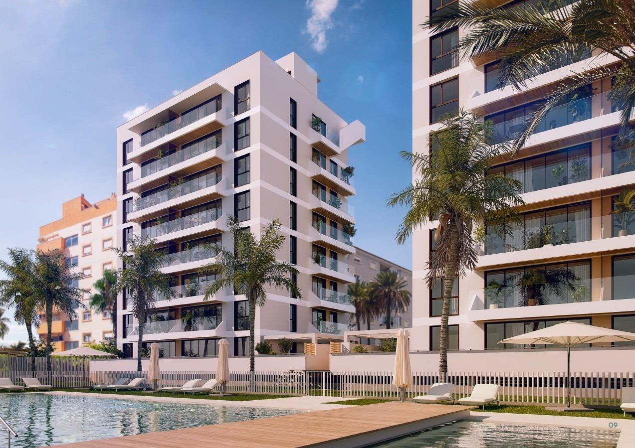 Apartamento en Venta en Guardamar del Segura, Apartamentos obra nueva en Guardamar, Costa Blanca. Diseño moderno, 2 hab, piscina, spa. A 1.6km playa. ¡Vive el lujo mediterráneo!