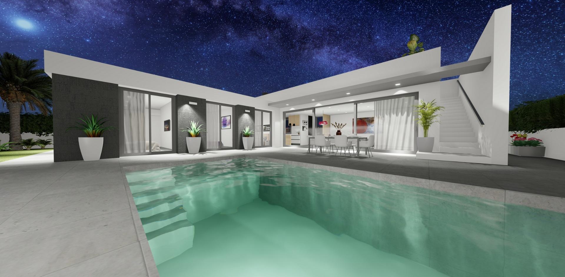 Exclusiva Villa Moderna con Piscina en San Juan Terreros, Exclusivas villas de obra nueva en San Juan de los Terreros, Almería. 3 dorm, piscina, solárium privado. A 500m de playas, vistas y golf. ¡Su oasis mediterráneo