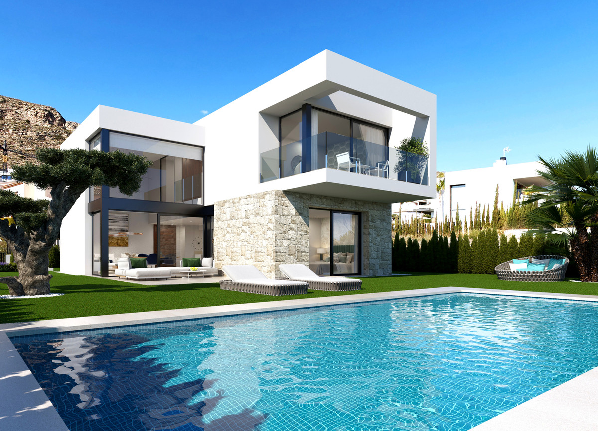 Villa de lujo en Finestrat: mar y montaña., Lujosa villa en Finestrat, Alicante. 3 hab, piscina privada, jardín y vistas mar/montaña. Cerca de Benidorm. ¡Vive el Mediterráneo!