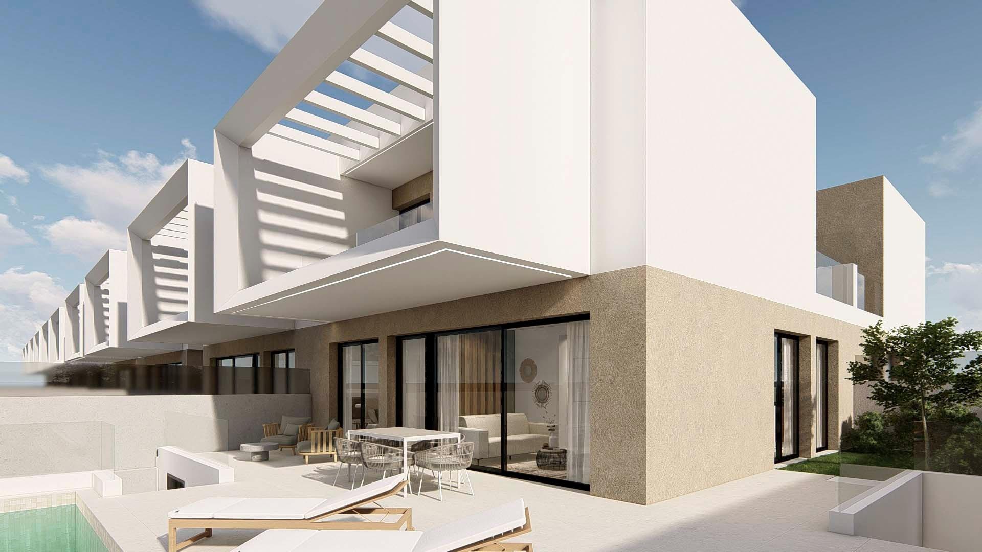 Villas adosadas y pareadas de nueva construcción en Dolores, Alicante, Estrena tu villa en Dolores, Costa Blanca Sur. Exclusivas villas adosadas/pareadas de nueva construcción con 3 hab y 2 baños. Disfruta del sol, playas y golf. T
