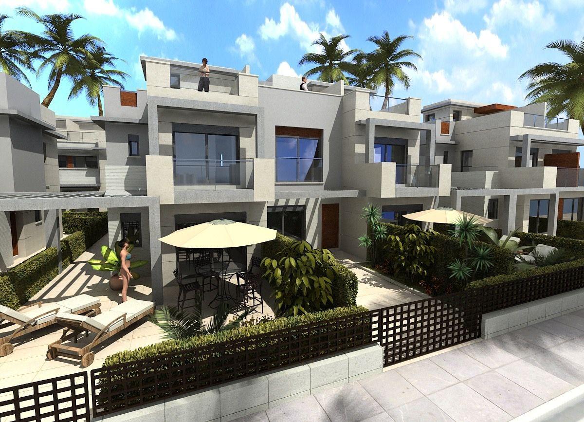 Moderno Adosado con Vistas al Mar en Puerto de Mazarrón, Adosado moderno de nueva construcción en Puerto de Mazarrón. 3 dorm, 3 baños, solárium con vistas al mar, piscina comunitaria. A 350m de la playa. ¡Vive o invie