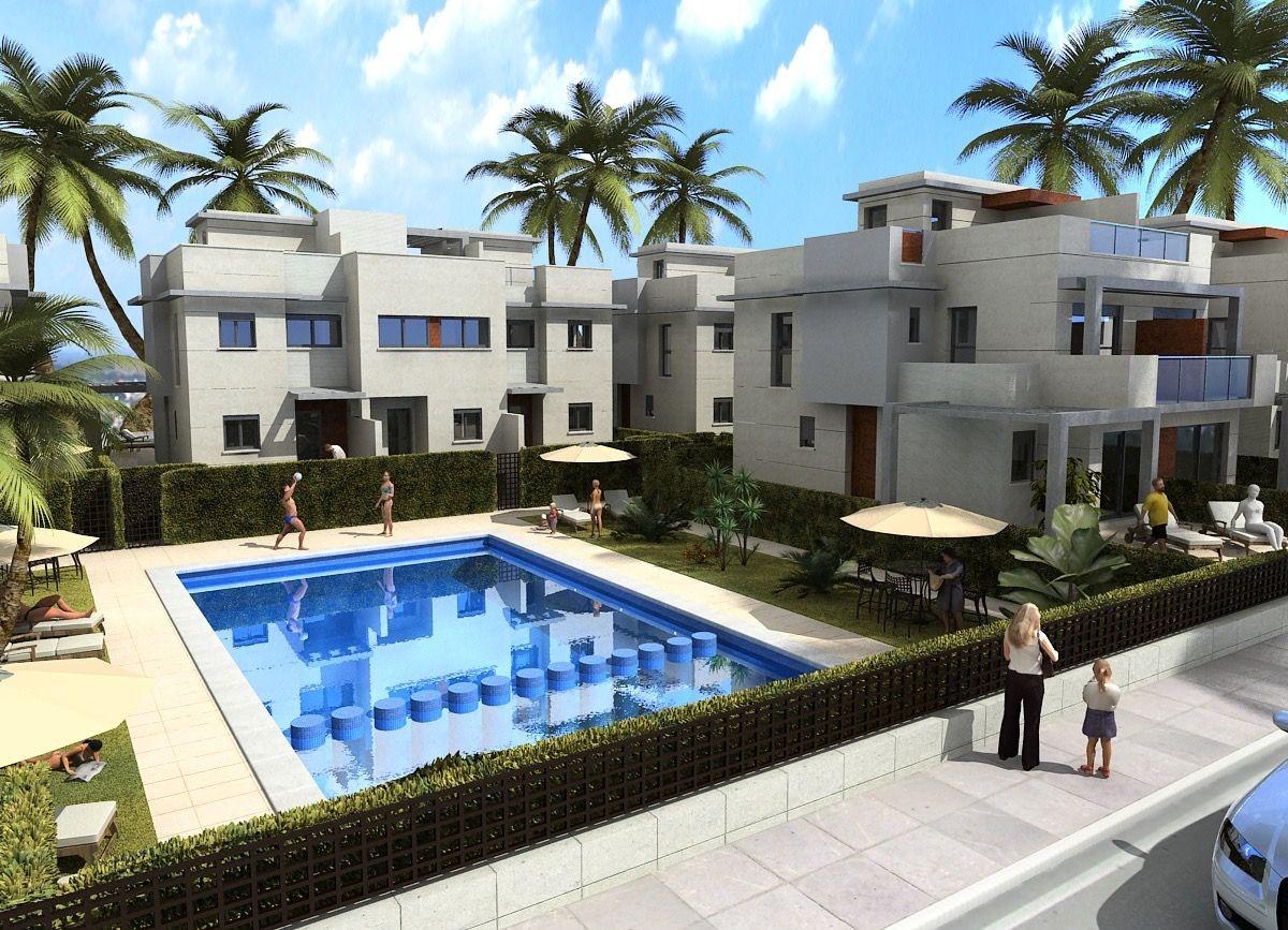 Moderno Adosado con Vistas al Mar en Puerto de Mazarrón, Adosado moderno de nueva construcción en Puerto de Mazarrón. 3 dorm, 3 baños, solárium con vistas al mar, piscina comunitaria. A 350m de la playa. ¡Vive o invie