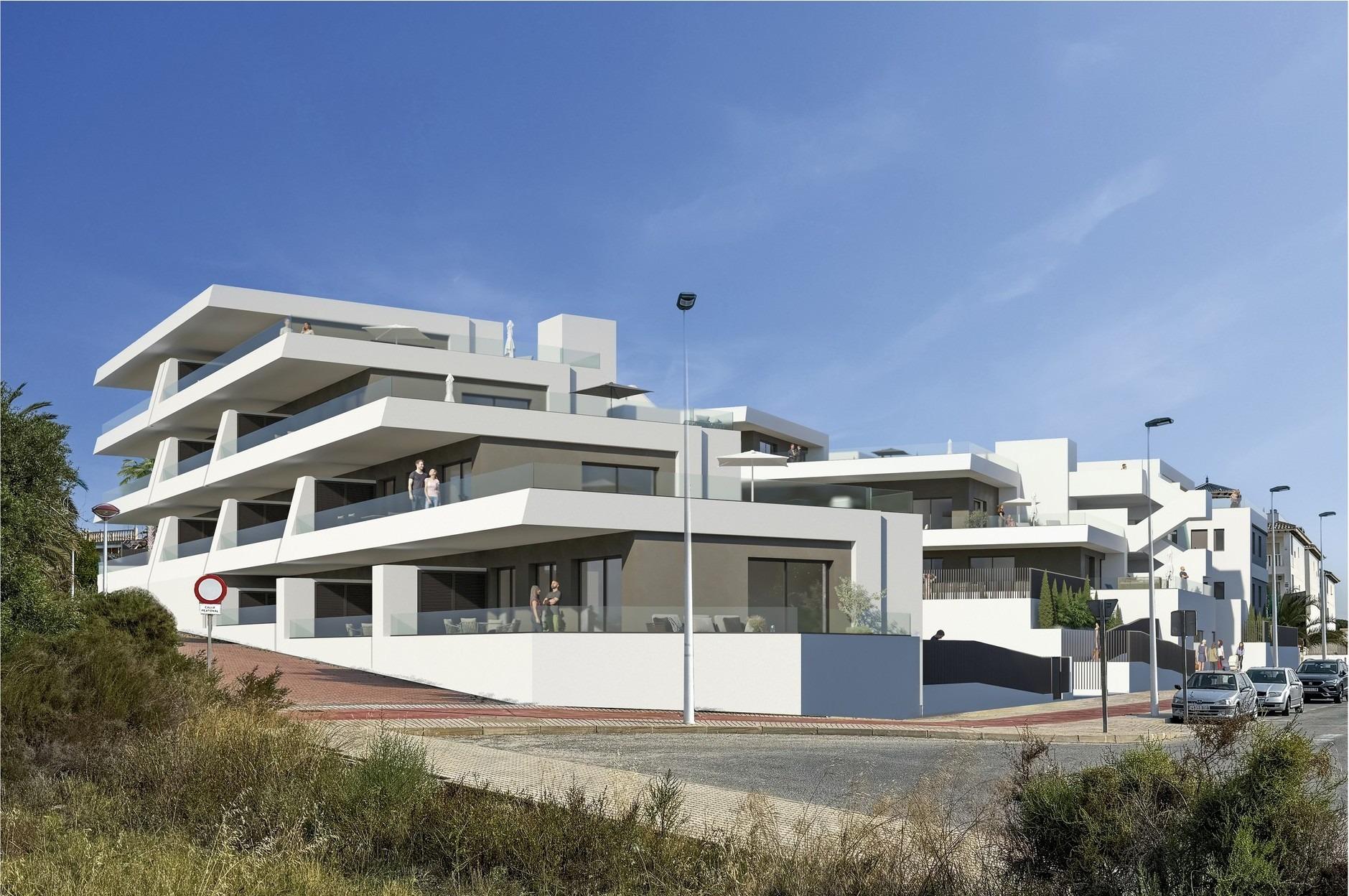 Modernas residencias de nueva construcción a solo 800 m de la playa de El Pinet, Descubre este moderno apartamento de nueva construcción en La Marina, Alicante. A 800m de la playa El Pinet. 2 hab, 2 baños. Tu oasis en Costa Blanca Sur por 24