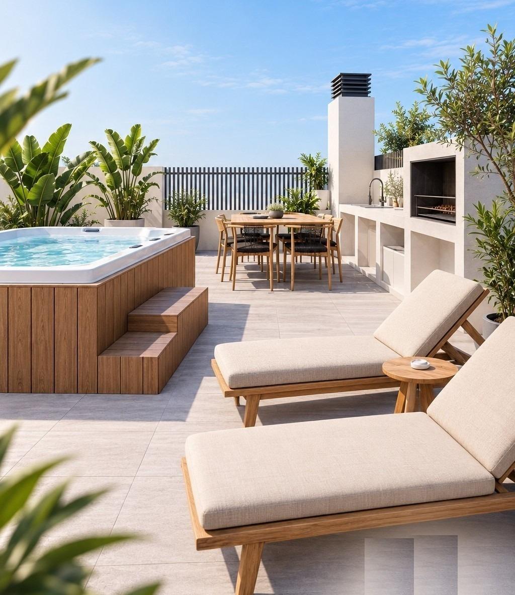 Apartamentos de Lujo: Vida Mediterránea a 100m de la Playa, Nuevos apartamentos mediterráneos a 100m de la playa en Torre de la Horadada, Costa Blanca. 2 hab, 2 baños, solárium con jacuzzi. ¡Tu vida costera soñada desde