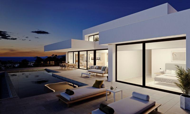 Villa de Lujo Moderna con Vistas al Mar en Cumbres del Sol, Descubre villa de lujo en Cumbres del Sol, Benitachell. Obra nueva con 4 hab, 5 baños, piscina infinita y vistas panorámicas al mar Mediterráneo. Vive el sueño