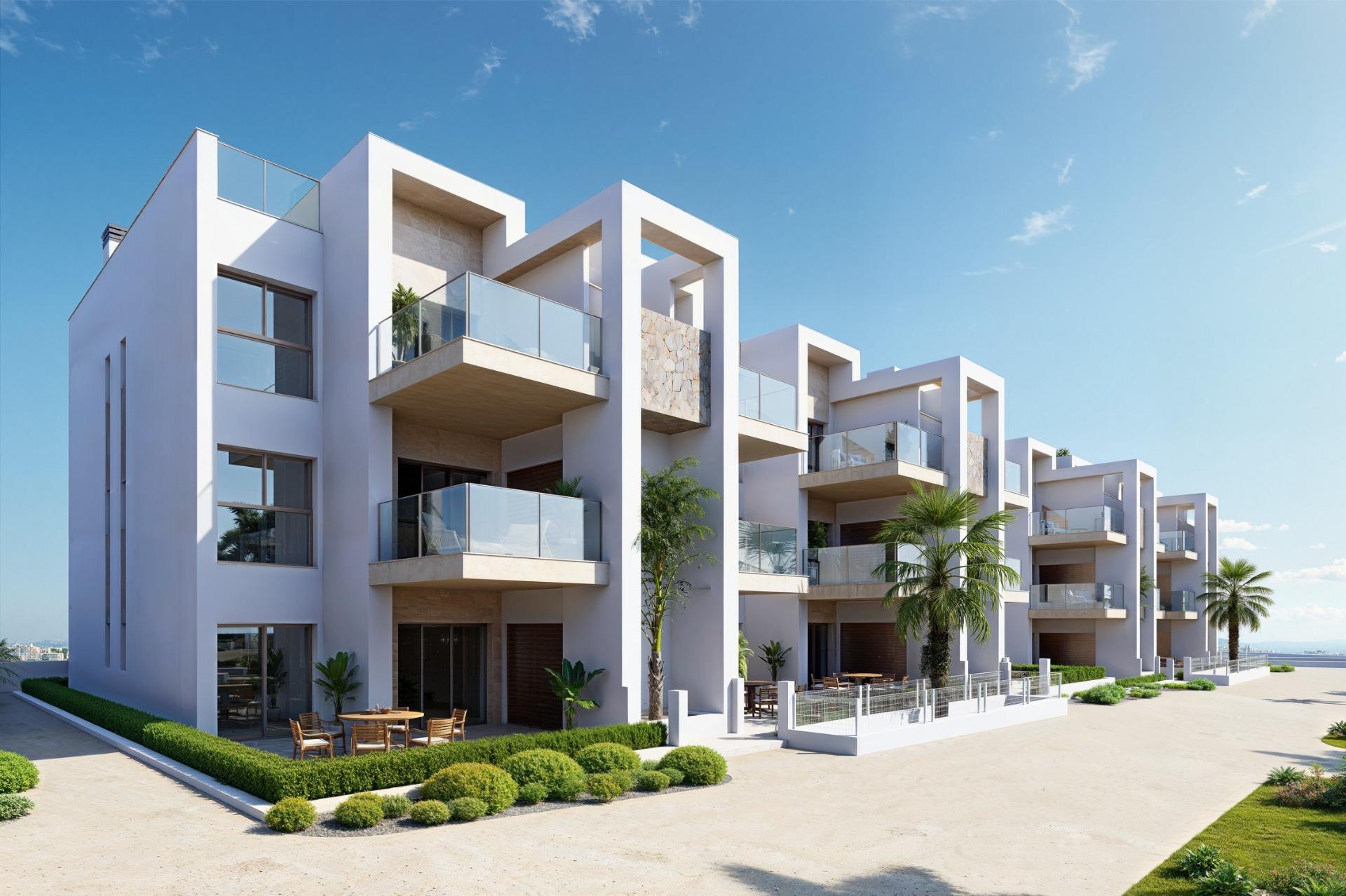 Apartamentos de nueva construcción en La Serena Golf-Los Alcázares, cerca de la playa, Apartamento de lujo a estrenar en La Serena Golf, Los Alcázares. Disfrute la vida mediterránea en Costa Cálida, a 300m del Mar Menor. 3 hab, amplias terrazas y