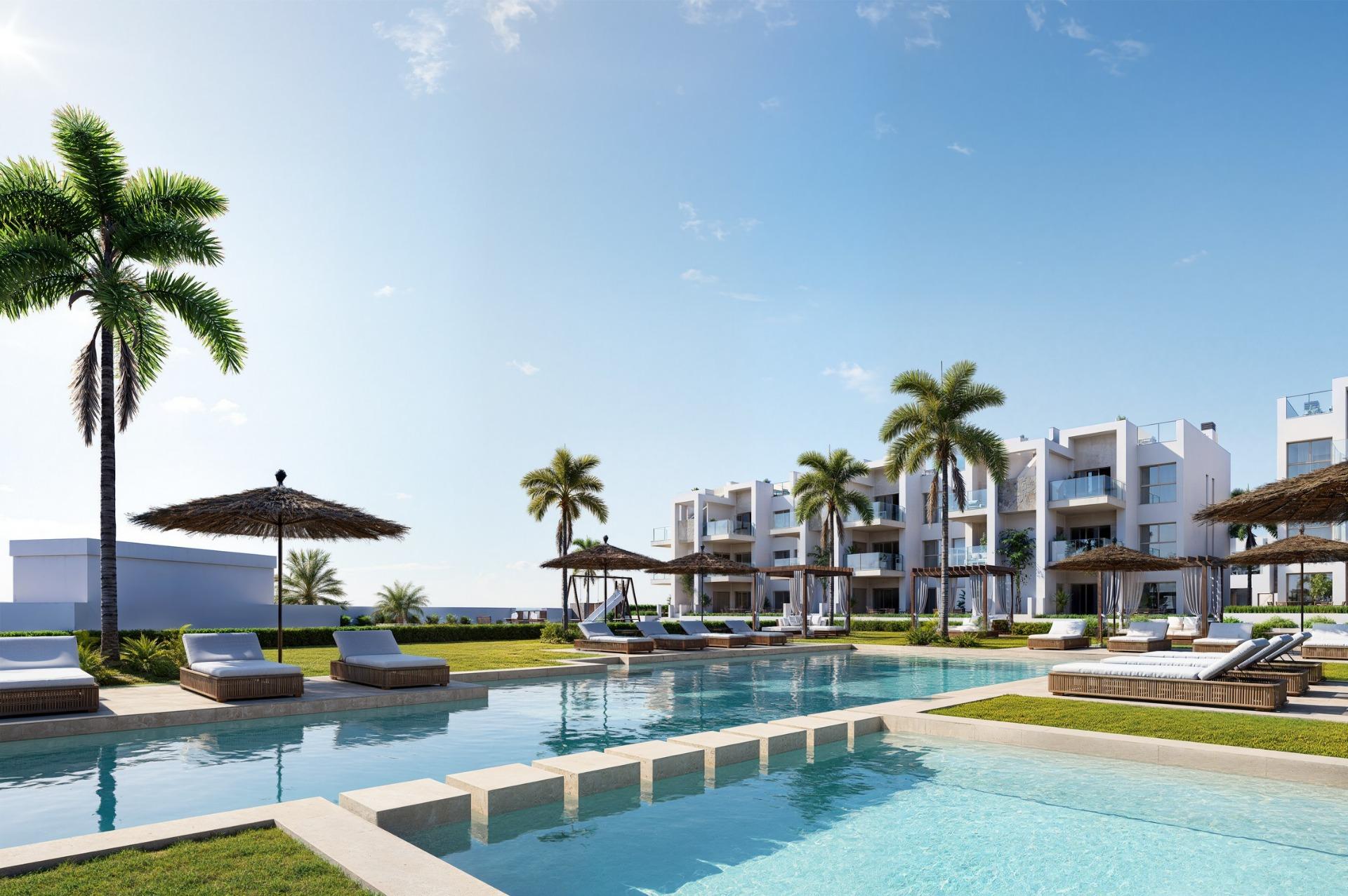 Apartamentos de nueva construcción en La Serena Golf-Los Alcázares, cerca de la playa, Apartamento de lujo a estrenar en La Serena Golf, Los Alcázares. Disfrute la vida mediterránea en Costa Cálida, a 300m del Mar Menor. 3 hab, amplias terrazas y