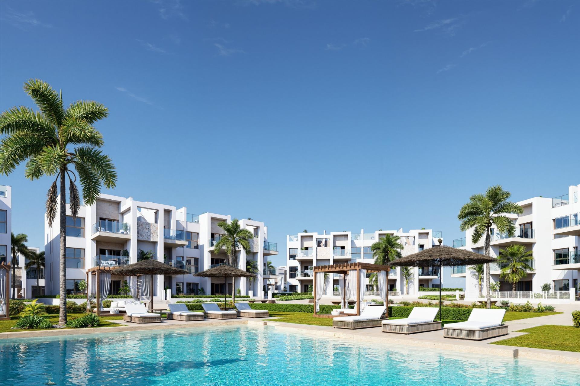 Apartamentos de nueva construcción en La Serena Golf-Los Alcázares, cerca de la playa, Apartamento de lujo a estrenar en La Serena Golf, Los Alcázares. Disfrute la vida mediterránea en Costa Cálida, a 300m del Mar Menor. 3 hab, amplias terrazas y