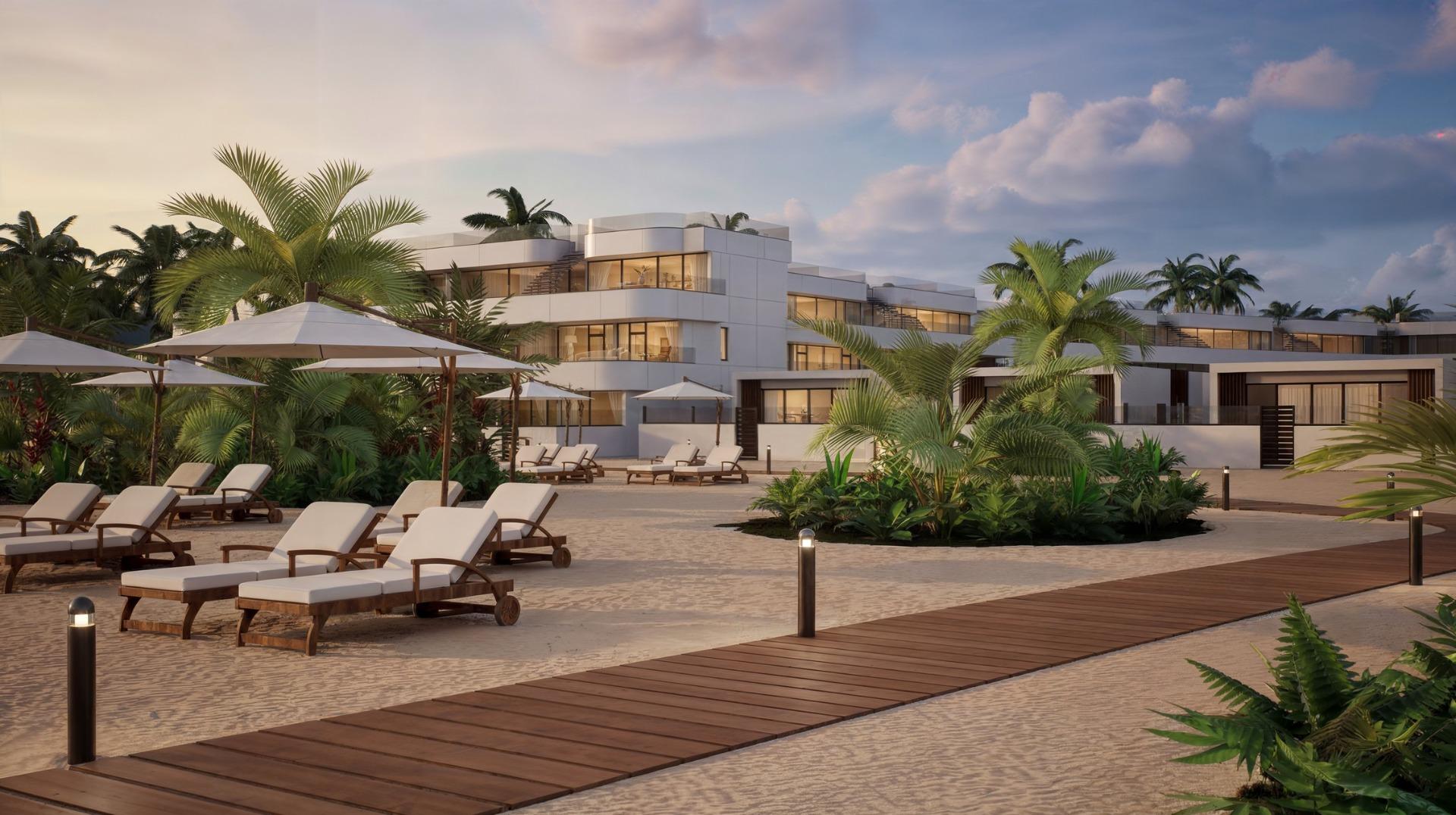 Apartamentos turísticos de lujo y villas con playa privada en primera línea de Vera Playa-Almería, Ático de lujo en Vera Playa, Almería. Disfruta de 1 dormitorio, terraza y solárium privado con vistas panorámicas al mar. Complejo moderno con playa privada. ¡T