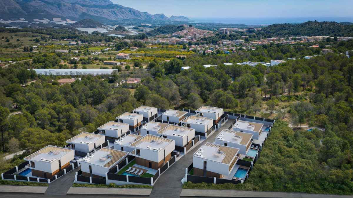 Exclusiva Villa Moderna con Piscina en Polop, Alicante, Villas de lujo y obra nueva en Polop, Alicante. Disfrute de confort, naturaleza y tecnología inteligente en la Costa Blanca. 3 dorm, piscina, domótica avanzada.