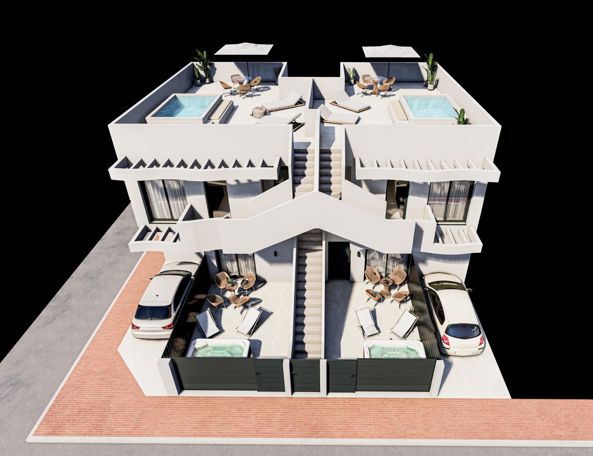 Exclusivas Casas Boutique con Piscina Privada Cerca del Mar, Descubre 4 exclusivas viviendas de lujo en San Pedro del Pinatar, Costa Cálida. A 800m de la playa, con 2 dormitorios y áticos con piscina privada. Desde 279.95