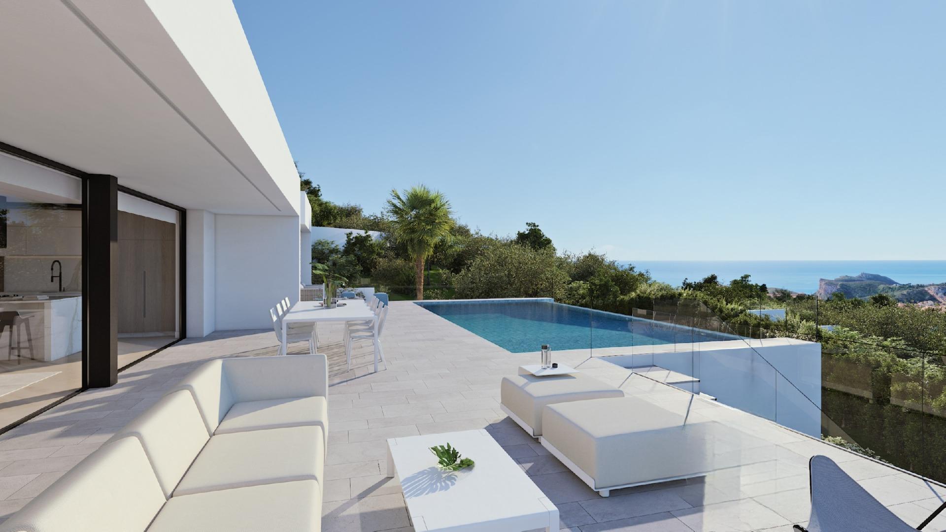 Villa de Lujo en Benitachell: Vistas al Mar y Confort Exclusivo, Villa de lujo obra nueva en Cumbre del Sol, Benitachell. Disfrute de vistas al mar, piscina infinita, gimnasio y cine. 3 dormitorios, 5 baños. ¡Su hogar de ensu