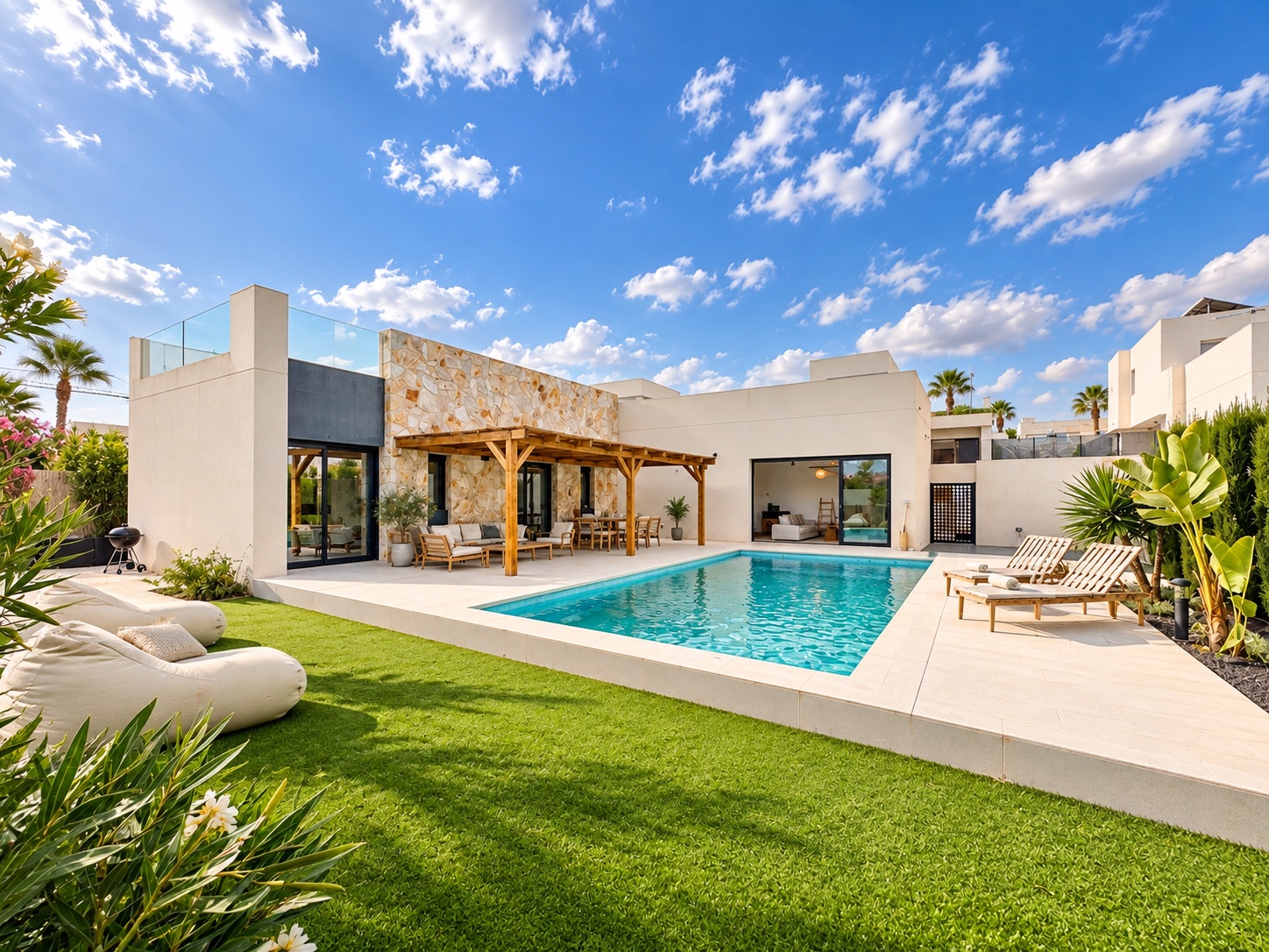 Exclusiva Villa Moderna en La Finca Golf con Piscina, Villa de lujo en La Finca Golf, Algorfa. 125m², 3 dorm. Diseño moderno, piscina climatizada, terraza en azotea con vistas al golf. ¡Lista para vivir el sueño me